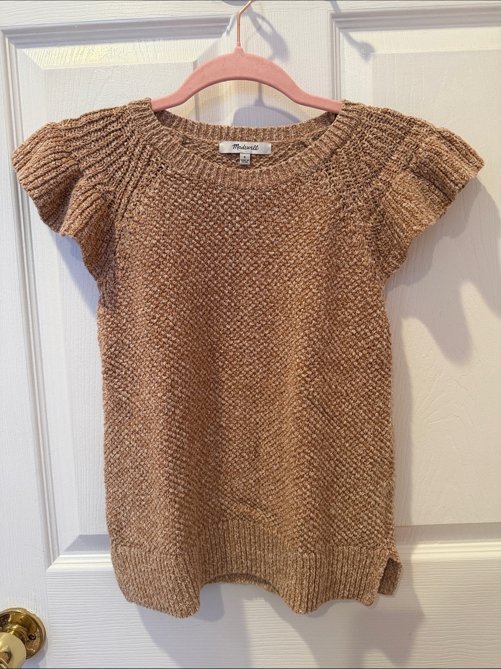 Madewell Light Brown/Tan Short-Sleeve Knit Sweater size S